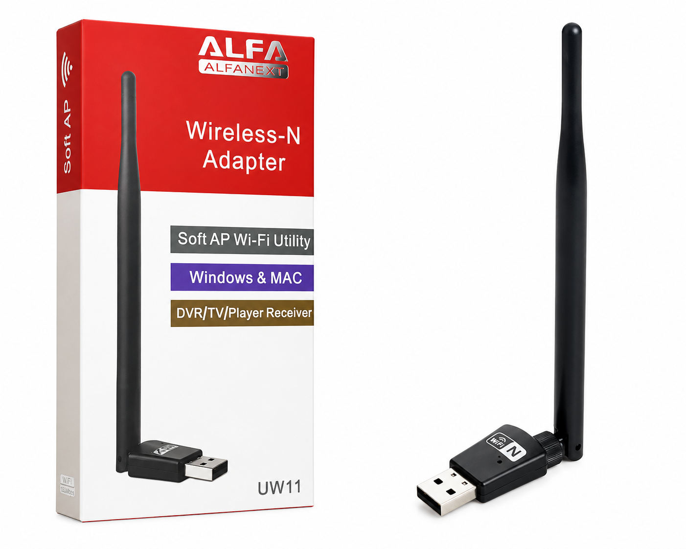 دانگل وای‌فای USB مدل UW11 | سرعت 300Mbps | Plug & Play