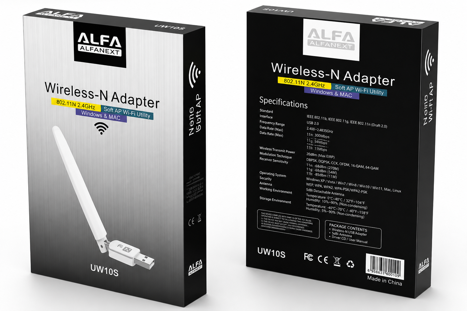 دانگل وای‌فای USB مدل UW10 | سرعت 300Mbps | Plug & Play