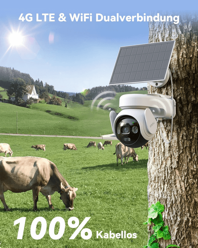 دوربین سولار سیم کارتی ۵ مگاپیکسلی IMOU IPC-B7ED-5M0TEA-EU/FS AOV PT با 4G، Wi-Fi و پنل خورشیدی